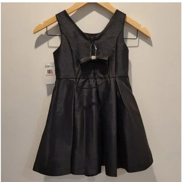 Jessica Simpson Sleeveless Shine Woven Bow Dress in Black Size 6 - Picture 4 of 6